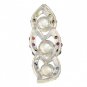 Rainbow Sapphire & Pearl Antique Style Pendant 925 Silver (1/2ct tw) SKU: 1465-925
