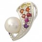 Rainbow Sapphire & Pearl Majestic Queens Pendant 925 Sterling Silver (1/2ct tw) SKU: 1468-925