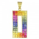 Rainbow Sapphire Invisible Set Rectangle Pendant 18K Yellow Gold (11ct tw) SKU: 1374-18K-YG