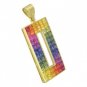 Rainbow Sapphire Invisible Set Rectangle Pendant 18K Yellow Gold (11ct tw) SKU: 1374-18K-YG