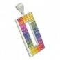 Rainbow Sapphire Invisible Set Rectangle Pendant 18K White Gold (11ct tw) SKU: 1374-18K-WG