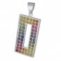 Rainbow Sapphire Invisible Set Rectangle Pendant 18K White Gold (11ct tw) SKU: 1374-18K-WG