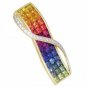 Rainbow Sapphire & Diamond Invisible Set Pendant 18K Yellow Gold (8.28ct tw) SKU: 472-18K-YG