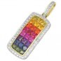 Rainbow Sapphire & Diamond Invisible Set Triple Row Pendant 14K YG (5.05ct tw) SKU: 623-14K-YG