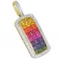 Rainbow Sapphire & Diamond Invisible Set Triple Row Pendant 14K YG (5.05ct tw) SKU: 623-14K-YG