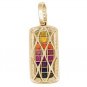 Rainbow Sapphire & Diamond Invisible Set Triple Row Pendant 14K YG (5.05ct tw) SKU: 623-14K-YG