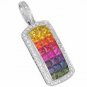 Rainbow Sapphire & Diamond Invisible Set Triple Row Pendant 14K WG (5.05ct tw) SKU: 623-14K-WG