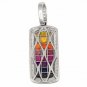 Rainbow Sapphire & Diamond Invisible Set Triple Row Pendant 14K WG (5.05ct tw) SKU: 623-14K-WG