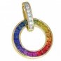 Rainbow Sapphire & Diamond Round Slide Pendant 14K Yellow Gold (2.48ct tw) SKU: 432-14K-YG