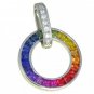 Rainbow Sapphire & Diamond Round Slide Pendant 14K White Gold (2.48ct tw) SKU: 432-14K-WG