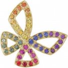 Rainbow Sapphire Classic Butterfly Pendant 14K Yellow Gold (0.87ct tw) SKU: 1543-14K-YG
