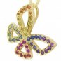 Rainbow Sapphire Classic Butterfly Pendant 14K Yellow Gold (0.87ct tw) SKU: 1543-14K-YG