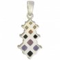 Rainbow Sapphire Princess Cut Journey Pendant 925 Sterling Silver (1.15ct tw) SKU: 1466-925