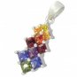 Rainbow Sapphire Princess Cut Journey Pendant 14K White Gold (1.15ct tw) SKU: 1466-14K-WG