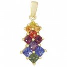 Rainbow Sapphire Princess Cut Journey Pendant 14K Yellow Gold (1.15ct tw) SKU: 1466-14K-YG