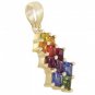 Rainbow Sapphire Princess Cut Journey Pendant 14K Yellow Gold (1.15ct tw) SKU: 1466-14K-YG