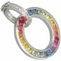 Rainbow Sapphire & Diamond Round Pendant 925 Sterling Silver (1.57ct tw) SKU: 938-925