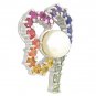 Rainbow Sapphire & Pearl Heart Shape Pendant 925 Sterling Silver (3/4ct tw) SKU: 1510-925