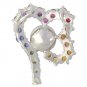 Rainbow Sapphire & Pearl Heart Shape Pendant 14K White Gold (3/4ct tw) SKU: 1510-14K-WG