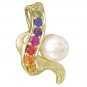 Rainbow Sapphire & Pearl Classic Pendant 14K Yellow Gold (1/4ct tw) SKU: 1606-14K-YG