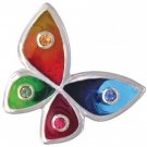 Rainbow Sapphire & Enamel Butterfly Pendant 925 Sterling Silver (3/4ct tw) SKU: 1544-925