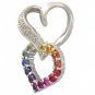 Rainbow Sapphire & Diamond Friendship Love Heart Pendant 925 Silver (0.61ct tw) SKU: 1602-925