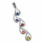 Rainbow Sapphire Journey Pendant 925 Sterling Silver (1/2ct tw) SKU: 392-925
