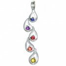 Rainbow Sapphire Journey Pendant 14K White Gold (1/2ct tw) SKU: 392-14K-WG