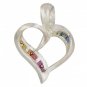 Rainbow Sapphire & Diamond Heart Shape Pendant 925 Sterling Silver (1/2ct tw) SKU: 1455-925