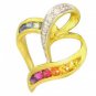 Rainbow Sapphire & Diamond Heart Shape Pendant 14K Yellow Gold (1/2ct tw) SKU: 1455-14K-YG