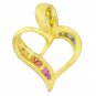 Rainbow Sapphire & Diamond Heart Shape Pendant 14K Yellow Gold (1/2ct tw) SKU: 1455-14K-YG