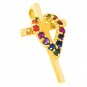 Rainbow Sapphire Heart on Cross Pendant 14K Yellow Gold (3/4ct tw) SKU: 1463-14K-YG