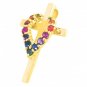 Rainbow Sapphire Heart on Cross Pendant 18K Yellow Gold (3/4ct tw) SKU: 1463-18K-YG