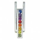 Rainbow Sapphire Bar Pendant 925 Sterling Silver (1.2ct tw) SKU: 309-925