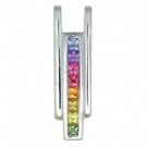 Rainbow Sapphire Bar Pendant 14K White Gold (1.2ct tw) SKU: 309-14K-WG