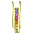Rainbow Sapphire Bar Pendant 14K Yellow Gold (1.2ct tw) SKU: 309-14K-YG
