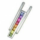 Rainbow Sapphire Bar Pendant 18K White Gold (1.2ct tw) SKU: 309-18K-WG