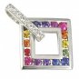 Rainbow Sapphire & Diamond Large Square Pendant 925 Sterling Silver (1.37ct tw) SKU: 431-925