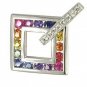 Rainbow Sapphire & Diamond Large Square Pendant 925 Sterling Silver (1.37ct tw) SKU: 431-925