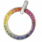 Rainbow Sapphire & Diamond Large Circle Pendant 14K White Gold (3.54ct tw) SKU: 1070-14K-WG