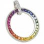 Rainbow Sapphire & Diamond Large Circle Pendant 14K White Gold (3.54ct tw) SKU: 1070-14K-WG