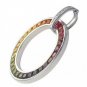 Rainbow Sapphire & Diamond Large Circle Pendant 14K White Gold (3.54ct tw) SKU: 1070-14K-WG