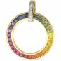 Rainbow Sapphire & Diamond Large Circle Pendant 18K Yellow Gold (3.54ct tw) SKU: 1070-18K-YG