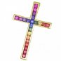 Rainbow Sapphire Religious Crucifix Cross Pendant 14K Yellow Gold (5ct tw) SKU: 438-14K-YG