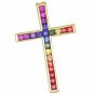Rainbow Sapphire Religious Crucifix Cross Pendant 18K Yellow Gold (5ct tw) SKU: 438-18K-YG