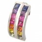Rainbow Sapphire Double Row Pendant 925 Sterling Silver (2.3ct tw) SKU: 1504-925