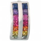Rainbow Sapphire Double Row Pendant 14K White Gold (2.3ct tw) SKU: 1504-14K-WG