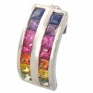 Rainbow Sapphire Double Row Pendant 18K White Gold (2.3ct tw) SKU: 1504-18K-WG