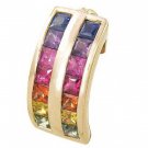 Rainbow Sapphire Double Row Pendant 18K Yellow Gold (2.3ct tw) SKU: 1504-18K-YG