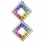 Rainbow Sapphire Double Small Square Pendant 925 Sterling Silver (1.5ct tw) SKU: 525-925